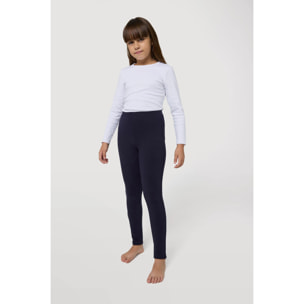Leggings caldi per bambine in cotone blu navy naturale