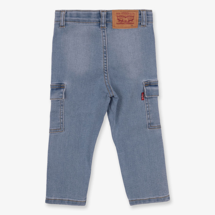 Jeans Regular Taper Cargo - Denim Blu