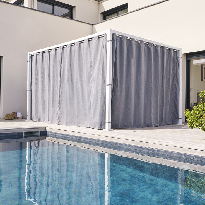 Kit de rideaux et de rails pour tonnelle "Zalya" blanc ardoise