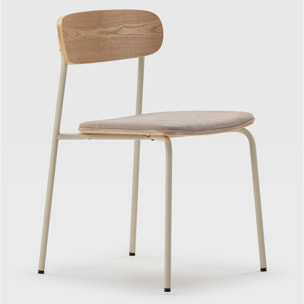 Lot de 2 chaises en tissu et effet bois - SVALA