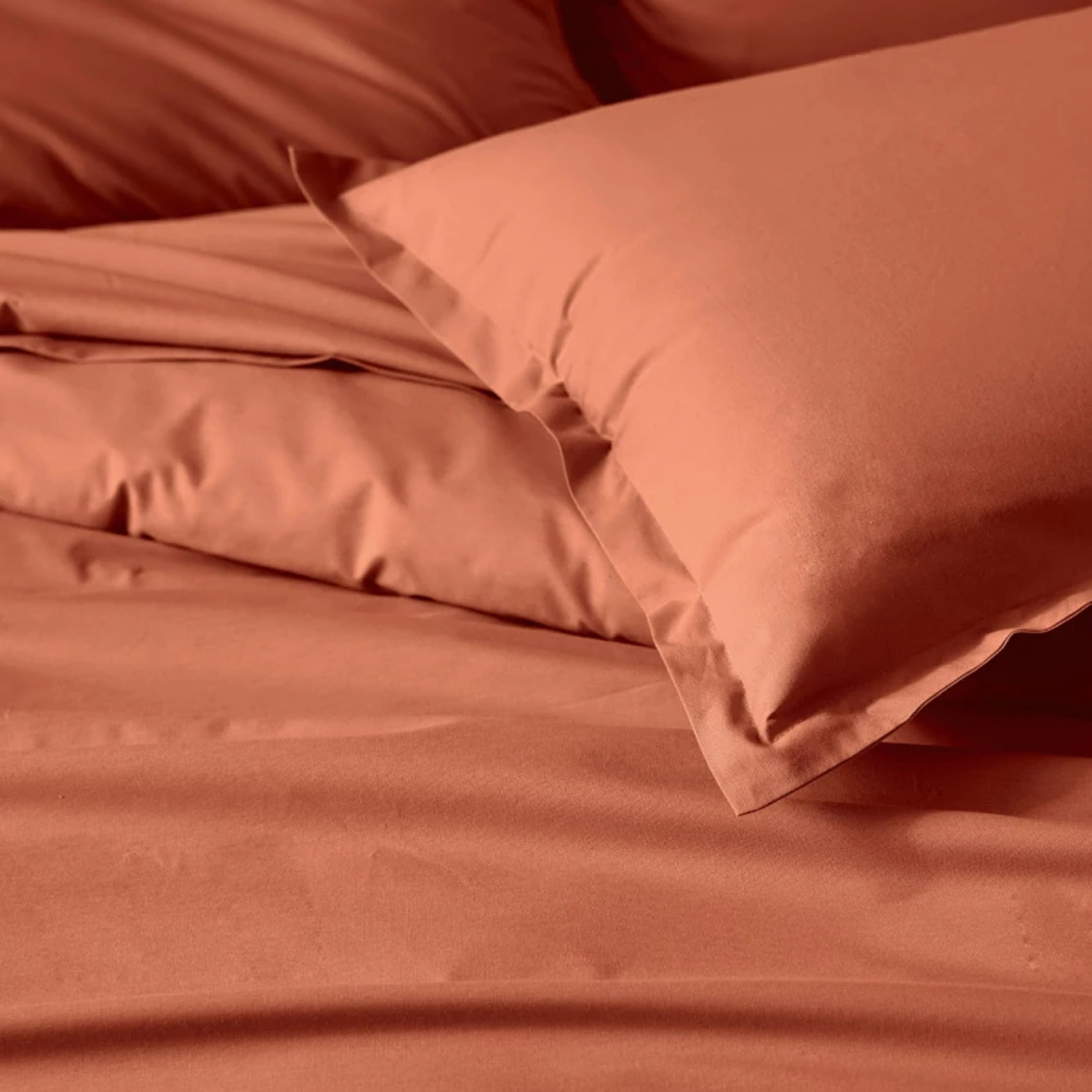 Drap housse 100% coton bio bonnet 30 cm - Terracotta