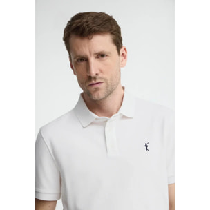Polo blanco de corte slim con bordado Rigby Go
