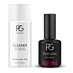 Pink Gellac – Pack avantageux – Nettoyant (100 ml) et Base Coat Peel-Off (15 ml)