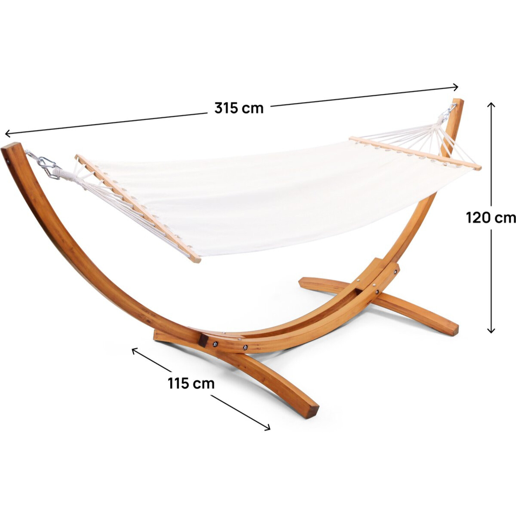 Hamac bois avec toile en coton "Dallas" - 3 m - Ecru