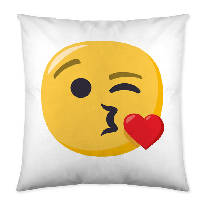 Emoji - Funda de Cojín Estampado - Con Cremallera - Sin relleno - 100% Algodón - Emoji 7