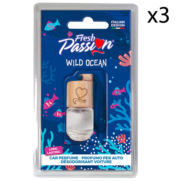 3x Fresh Passion Wild Ocean Profumatore per Auto - 3 Flaconi da 4ml