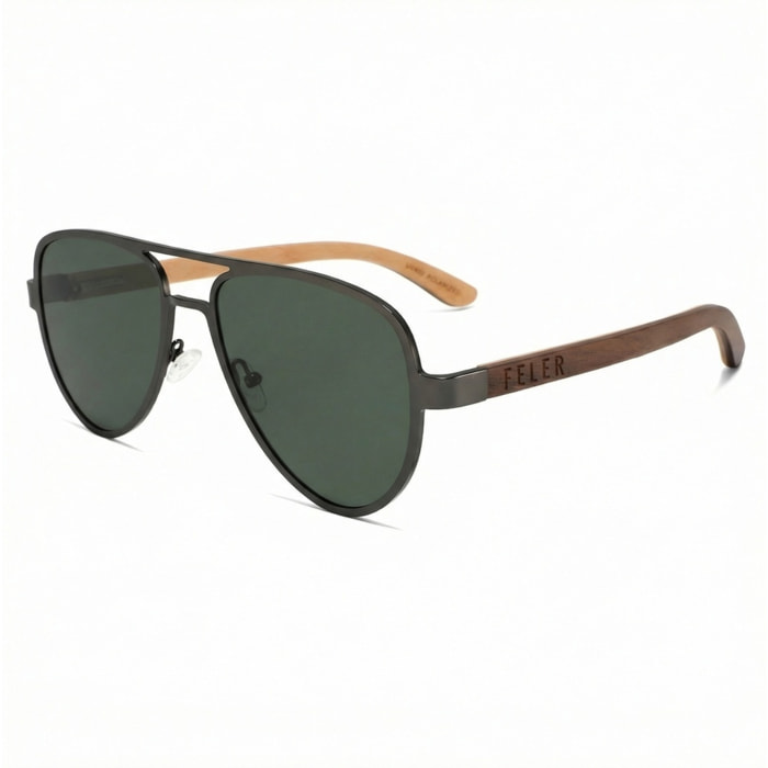 Gafas de Sol Feler 1803-3 Polarizadas de Madera Unisex 56 mm