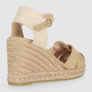 Sandalias de Tejido - Arena - Tacón: 8 cm