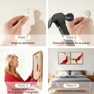 Cuadros en Lienzo de Figuras Dinámicas a Mano, 40x40 cm, 2 Piezas, Cuadros de Arte de Pared Enmarcados, Decoración Moderna para Dormitorio, Salón, Cocina, Rojo