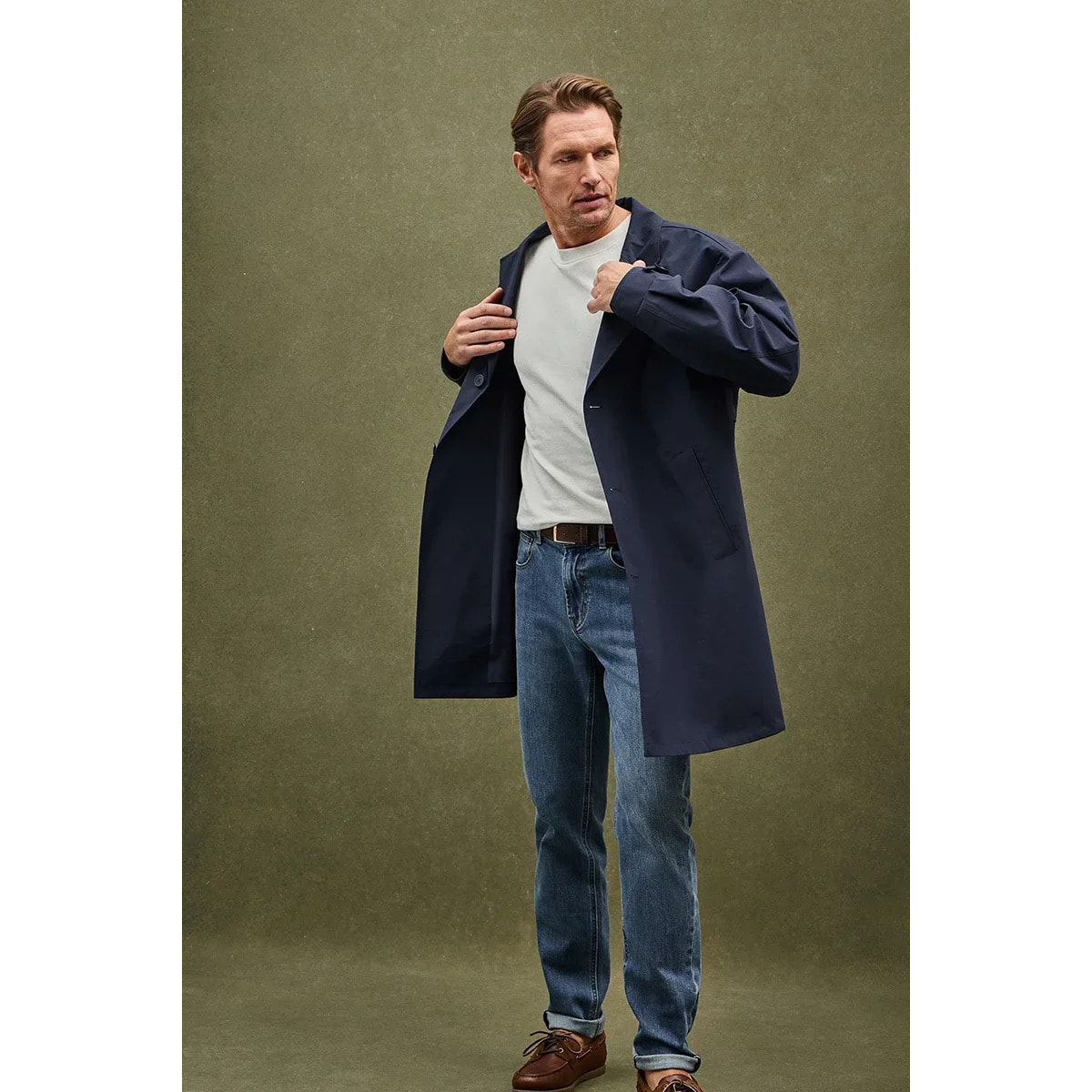 Gabardina Ellington azul marino con logo engomado Polo Club