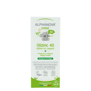 Bébé Olizinc 40  - Crème de Change Bio - Rougeurs du Siège 50G