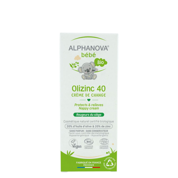 Bébé Olizinc 40  - Crème de Change Bio - Rougeurs du Siège 50G
