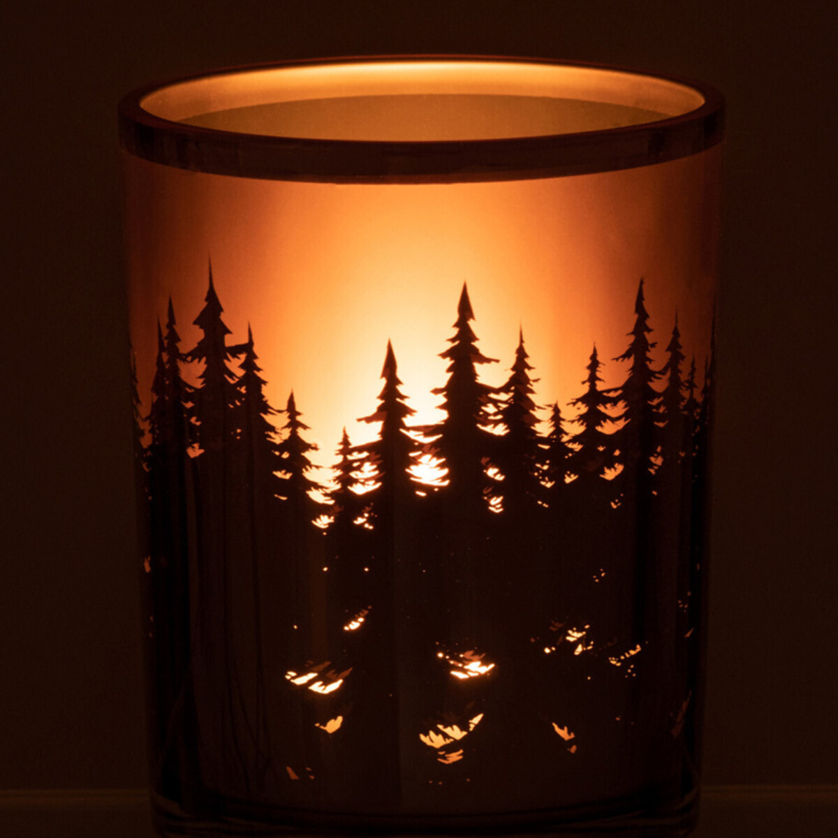 J-Line photophore Arbres - verre - noir/argent - small - 2 pcs