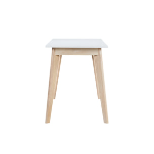 Bureau avec rangements 2 tiroirs scandinave blanc et bois clair L160 LEENA