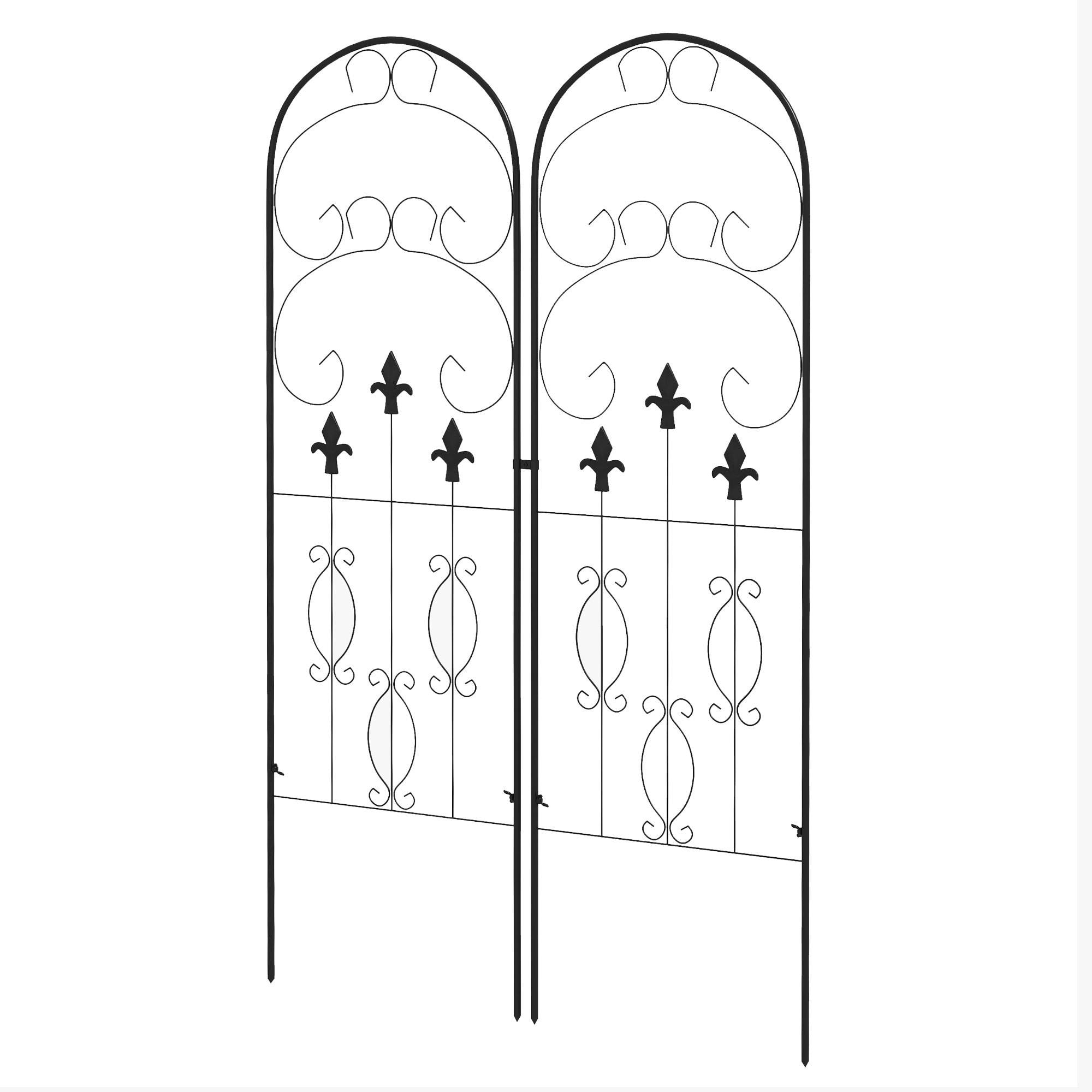 Juego de 2 Enrejados de Jardín Soportes para Enredaderas de Acero con Antióxido para Flores Plantas en Patio 45x150 cm Negro