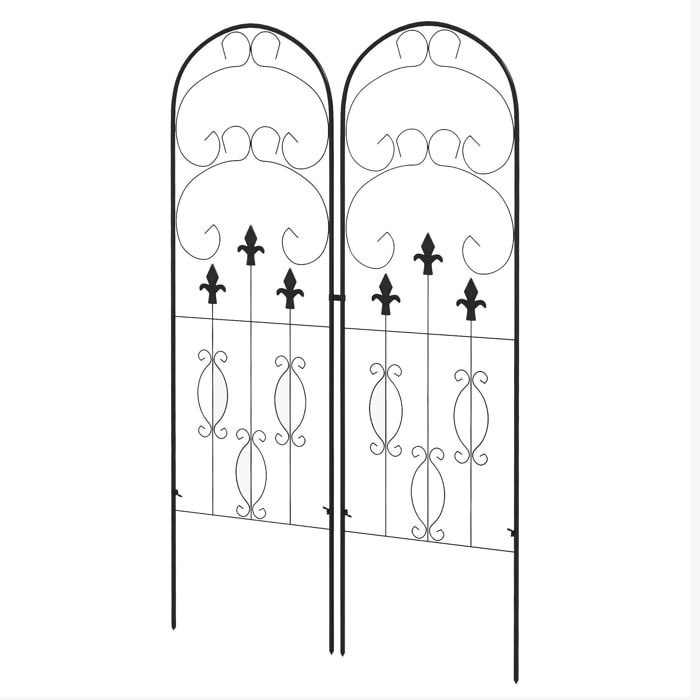 Juego de 2 Enrejados de Jardín Soportes para Enredaderas de Acero con Antióxido para Flores Plantas en Patio 45x150 cm Negro