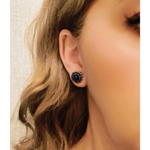 Pack de pendientes redondo filiigrana Sw cristal y Piedra azul_lapislazuli plata 10µ