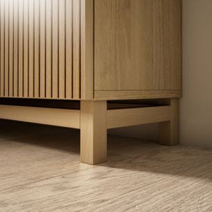 Zapatero Hanko melamina roble dorado puertas impresión vallado 90x90x27cm