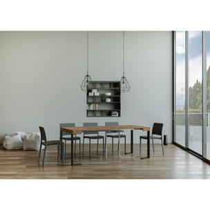 Console Extensible 90x40/290 cm Tecno Sapin Teinté cadre Anthracite.