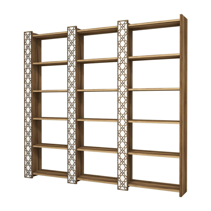 Libreria Destéve, Scaffale da ufficio, Mobile portalibri, Biblioteca, 185x24h170 cm, Noce e Bianco