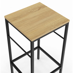Tabourets de bar Memphis bois pieds métal - lot de 4