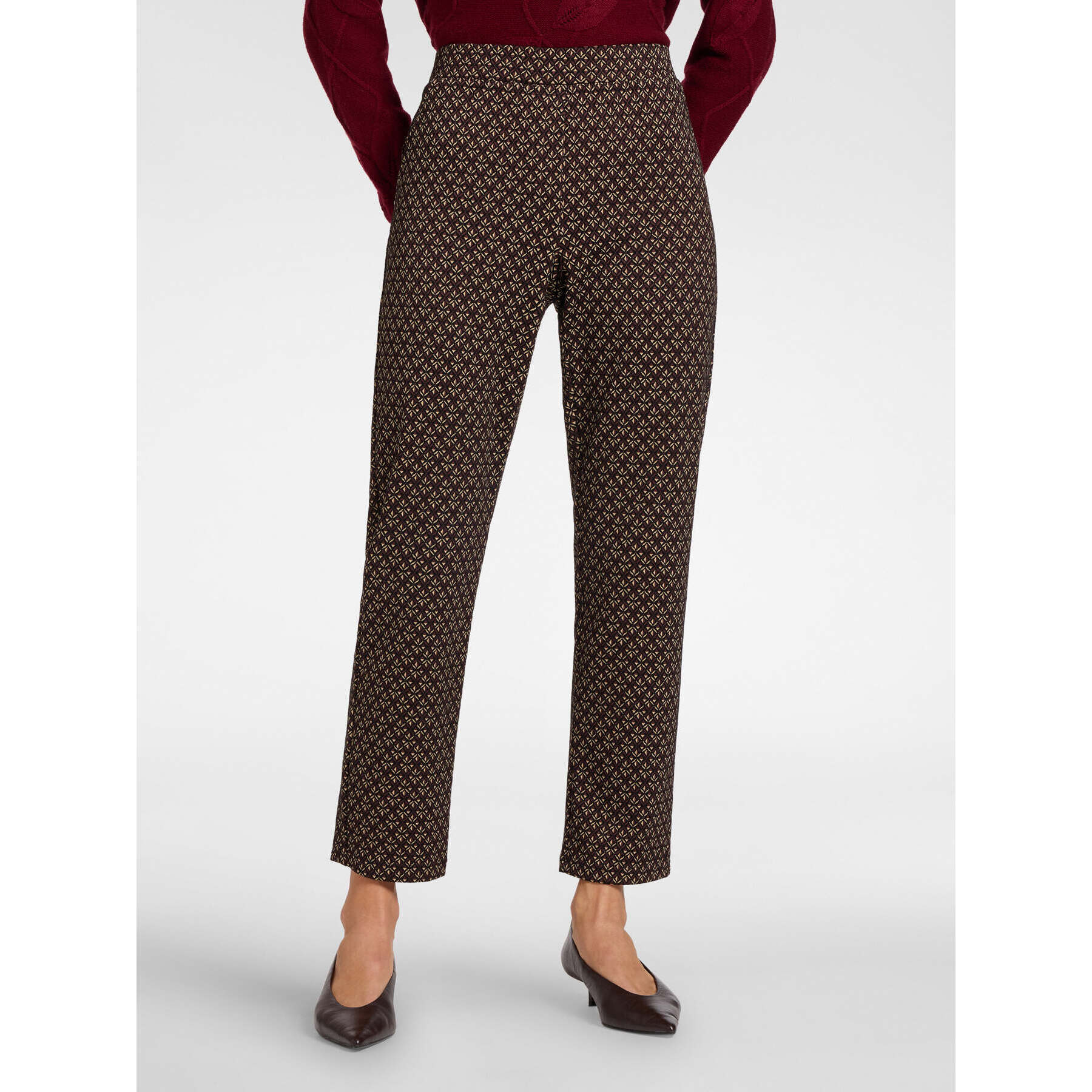 Elena Mirò - Pantaloni dritti jacquard - Marrone