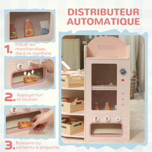 Jeu de la marchande en bois - jeu imitation supermarché enfant - beige rose