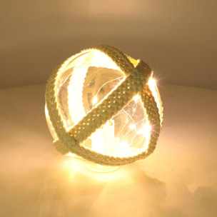 Lampada Palla in vetro mare con led e corda azzurro tondo cmø12,7