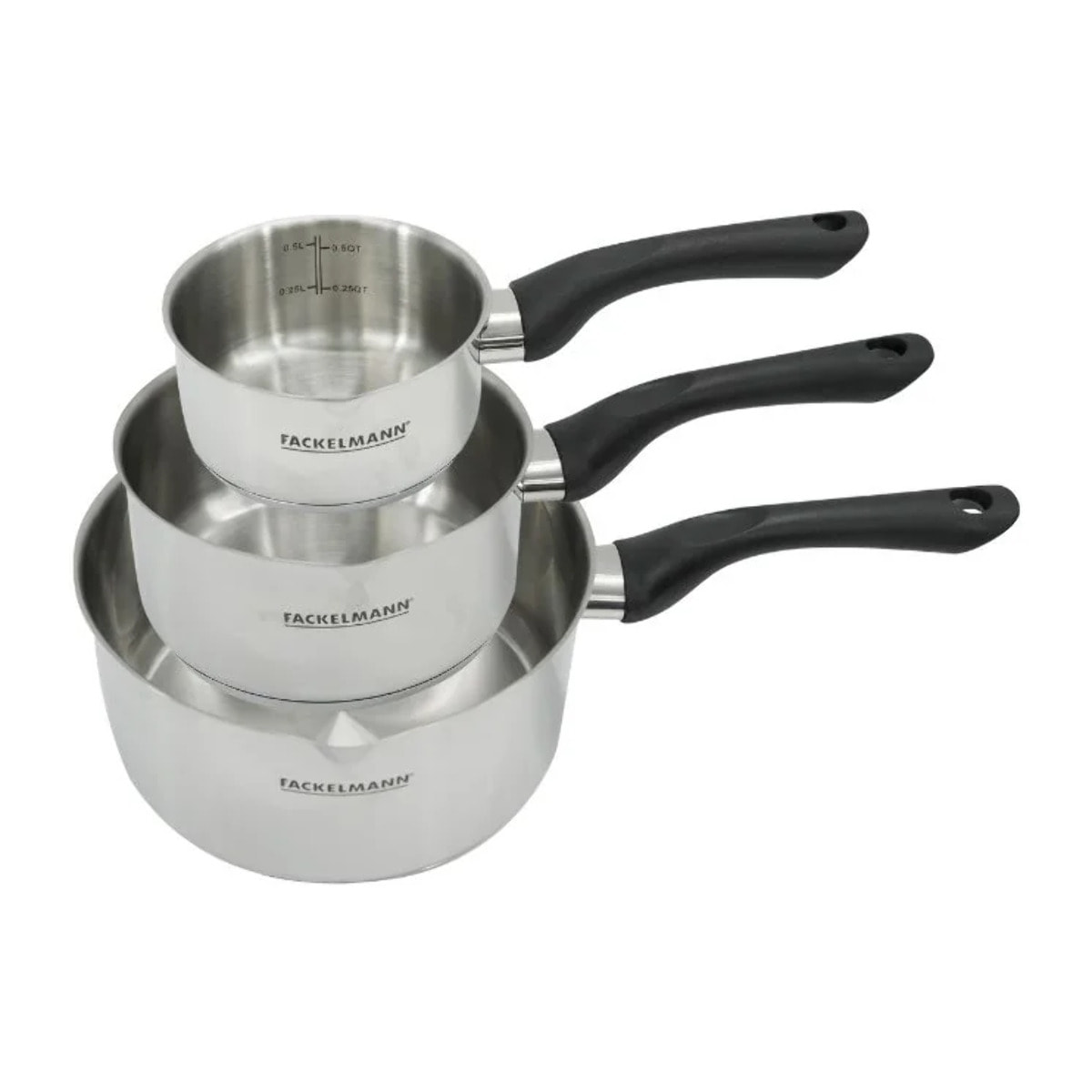 Set 3 casseroles 12 16 et 20 cm en inox Fackelmann Geneva