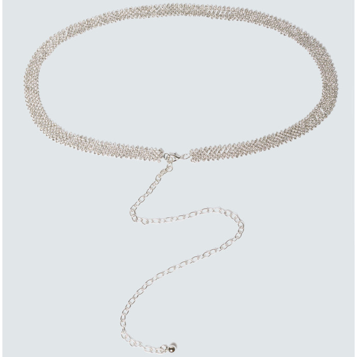 Fiorella Rubino - Cintura a catena con applicazioni crystal - Argento