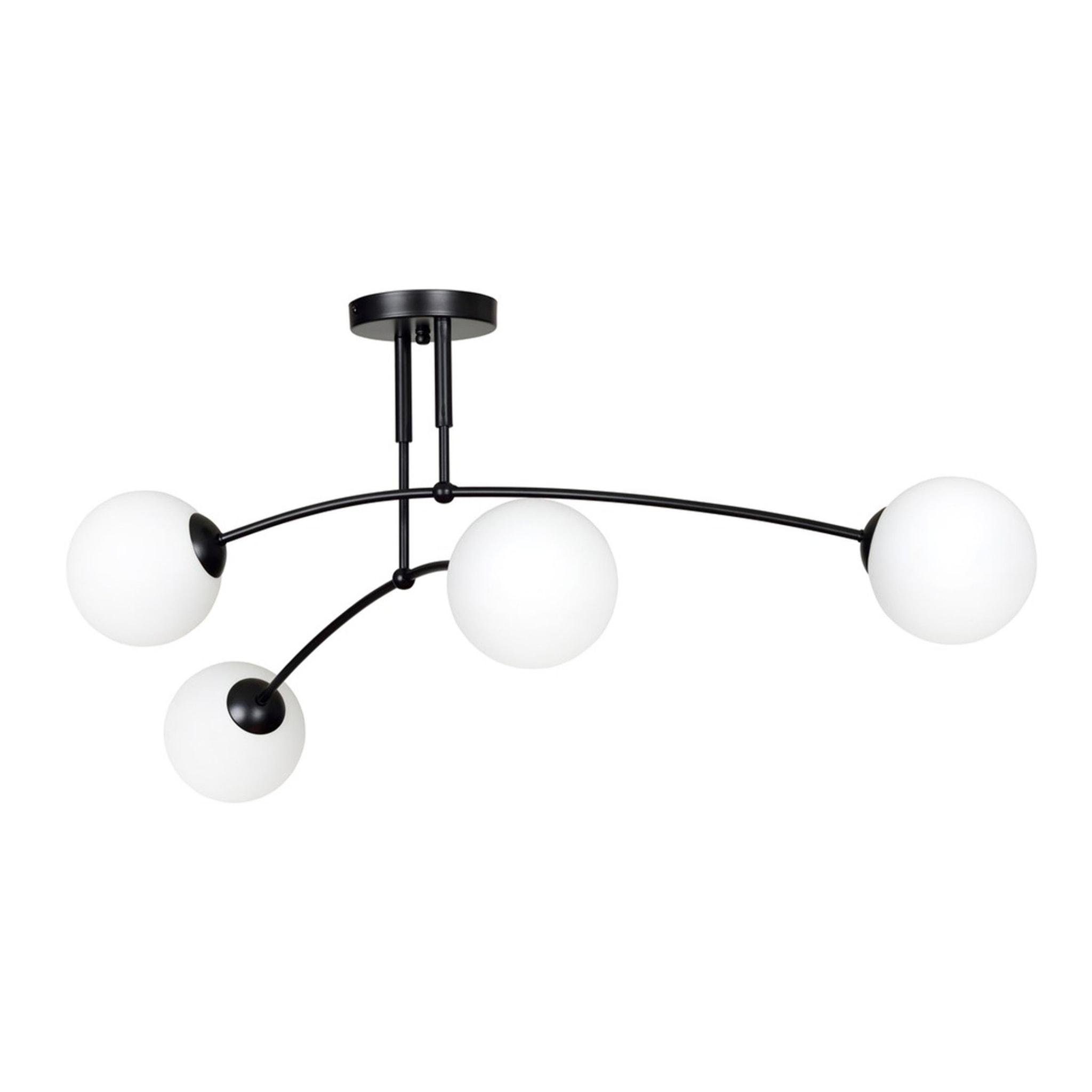Lampada a sospensione PREGOS in metallo nero e vetro bianco