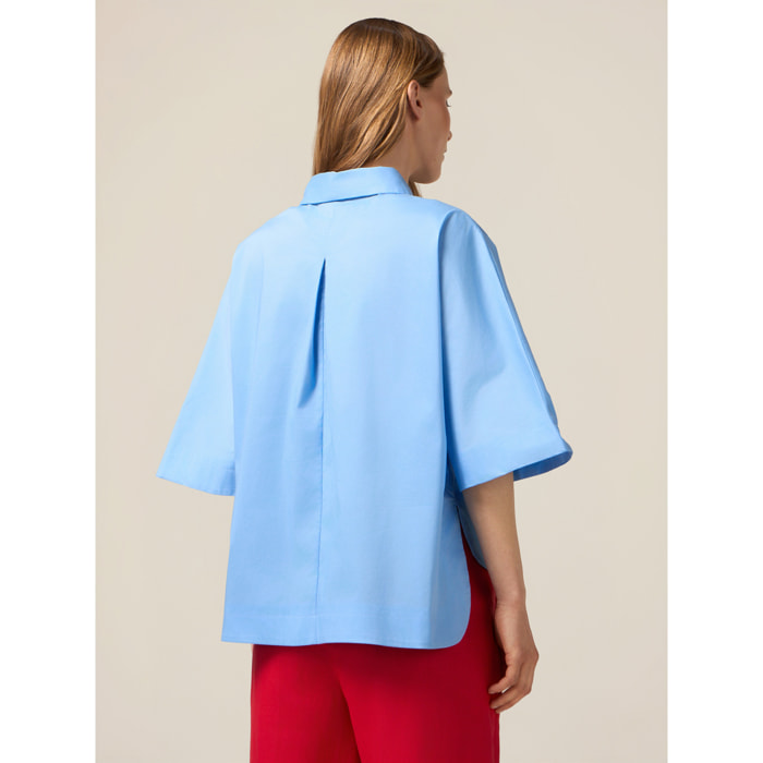 Oltre - Camicia boxy con taschini - Azzurro