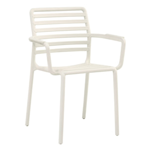 Set da 4 sedie da giardino bianche in polipropilene con braccioli – Tago