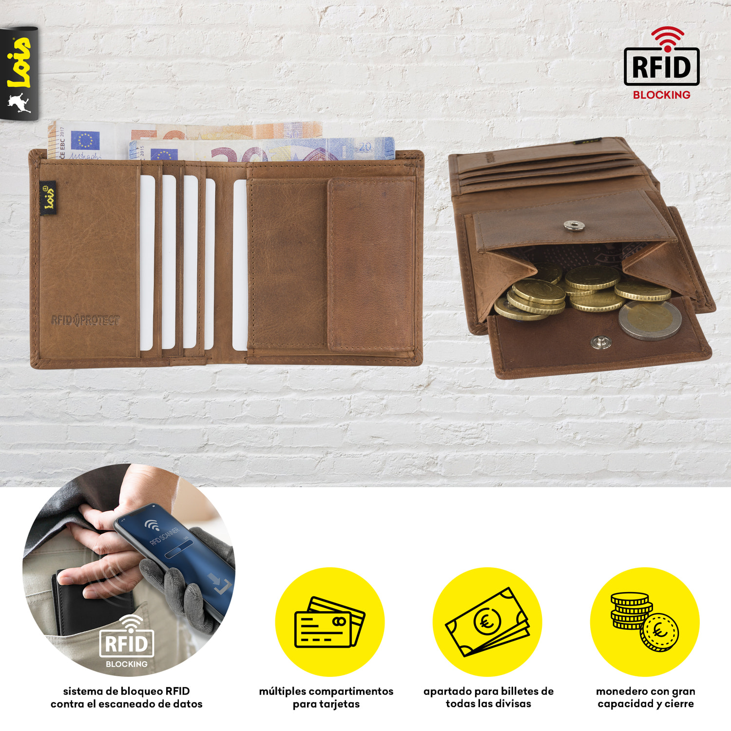 Cartera Hombre Piel Lois Elk Cuero