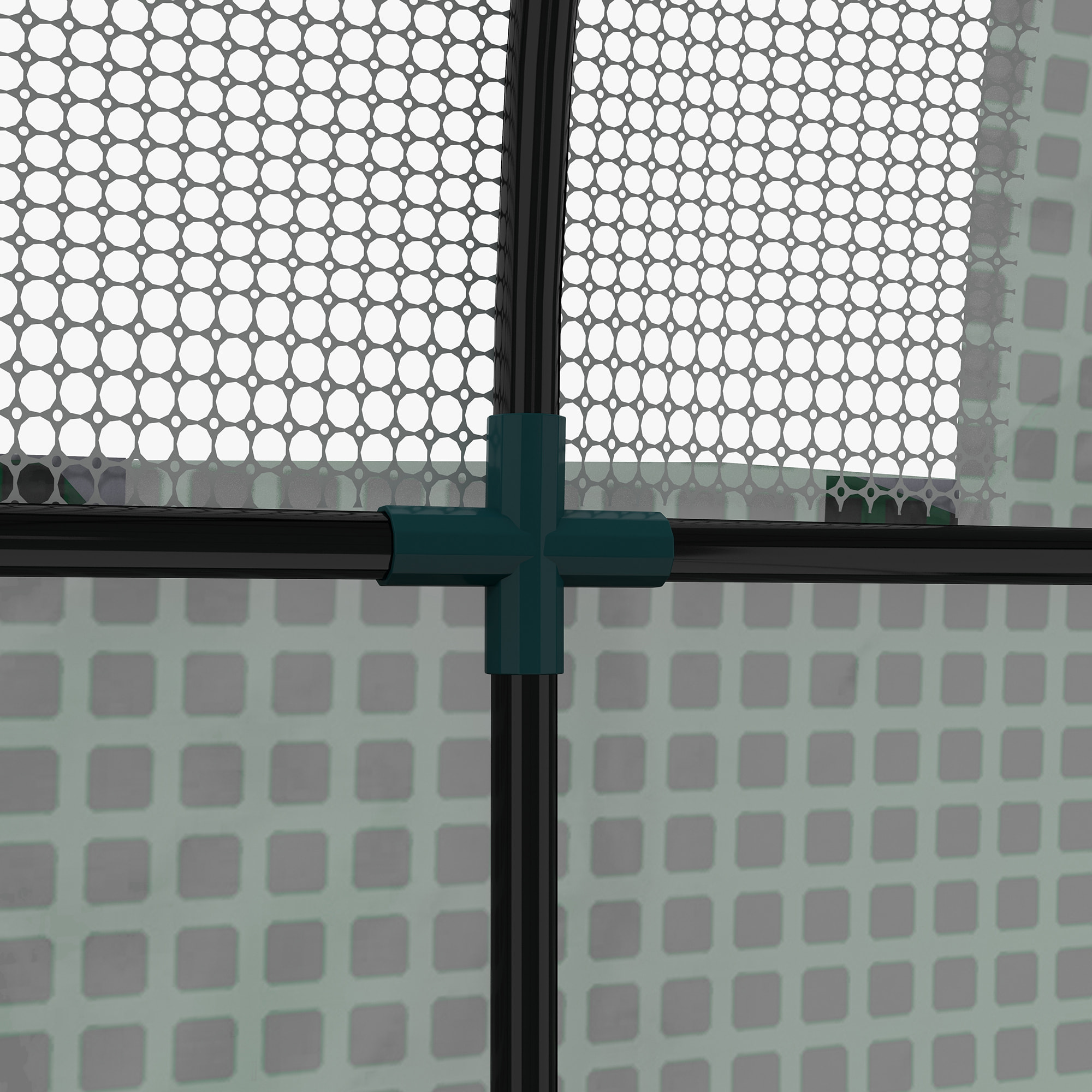 Serre tunnel 3,24 m² 2 portes zippées 2 fenêtres maillées acier PE haute densité 135 g/m² vert