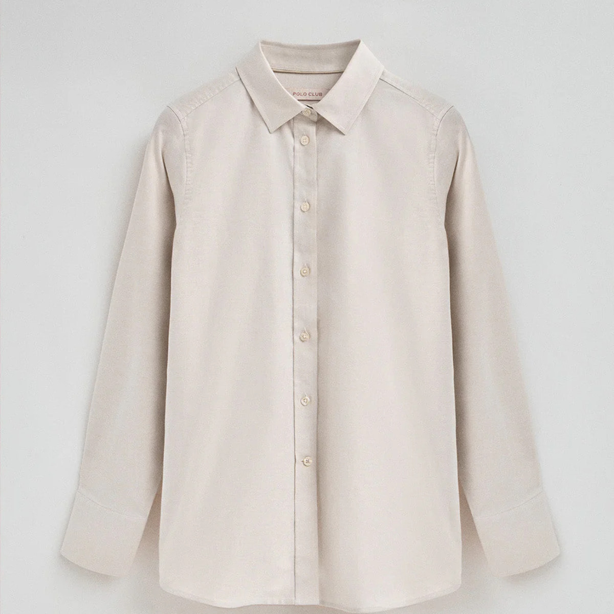 Camisa beige de corte relajado con logo Polo Club