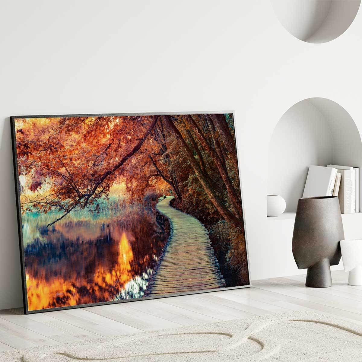 Affiche encadrée paysage d’automne Affiche + cadre en métal - Noir