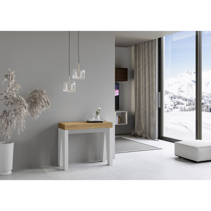 Consolle allungabile 90x40/196 cm Naxy Mix Small piano Quercia Natura - struttura Bianco Frassino