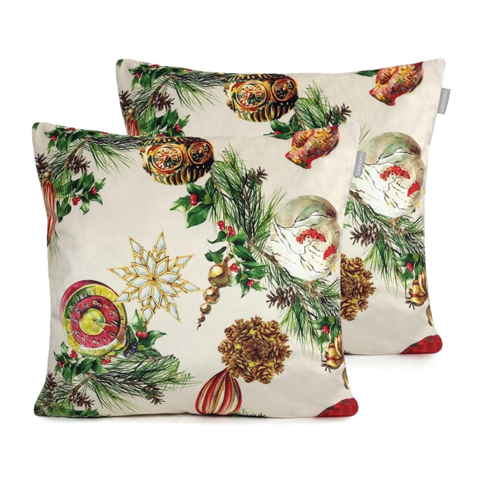 Lot de 2 housses de coussin en velour de NOÃ‹L DECORATION 45x45 cm (2)