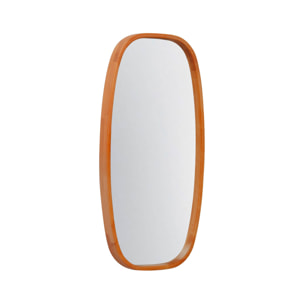 Miroir rectangulaire JAMIE en bois d'hévéa. bords arrondis. couleur bois clair. 80 cm