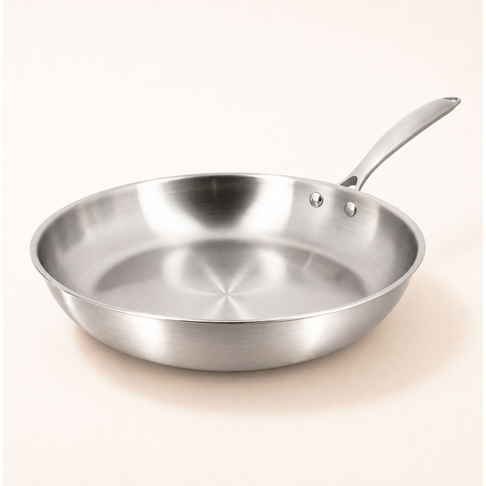 Poêle en acier inoxydable 32cm - fait en France - tous feux TRIPLY