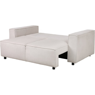 Canapé droit convertible en velours côtelé "Montaigne S" - 2 places - Beige