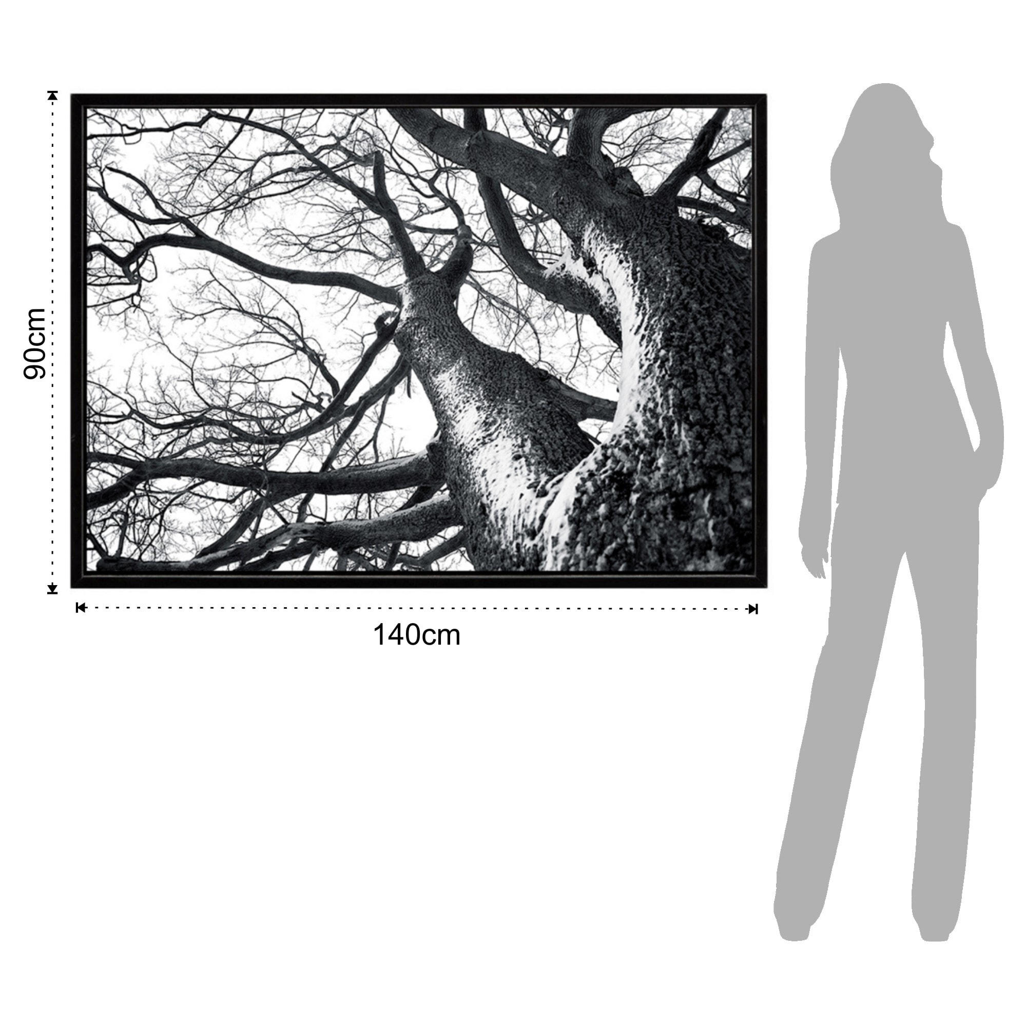 Tableau décoratif Tomasucci WINTER TREE, en MDF et PVC, noir, 140 × 3 × 90 cm