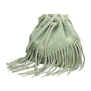 Borsa a secchiello da donna Made in Italy - Modello Umbria Plus - Pelle scamosciata - 25.0 x 22.0 x 13.0 cm