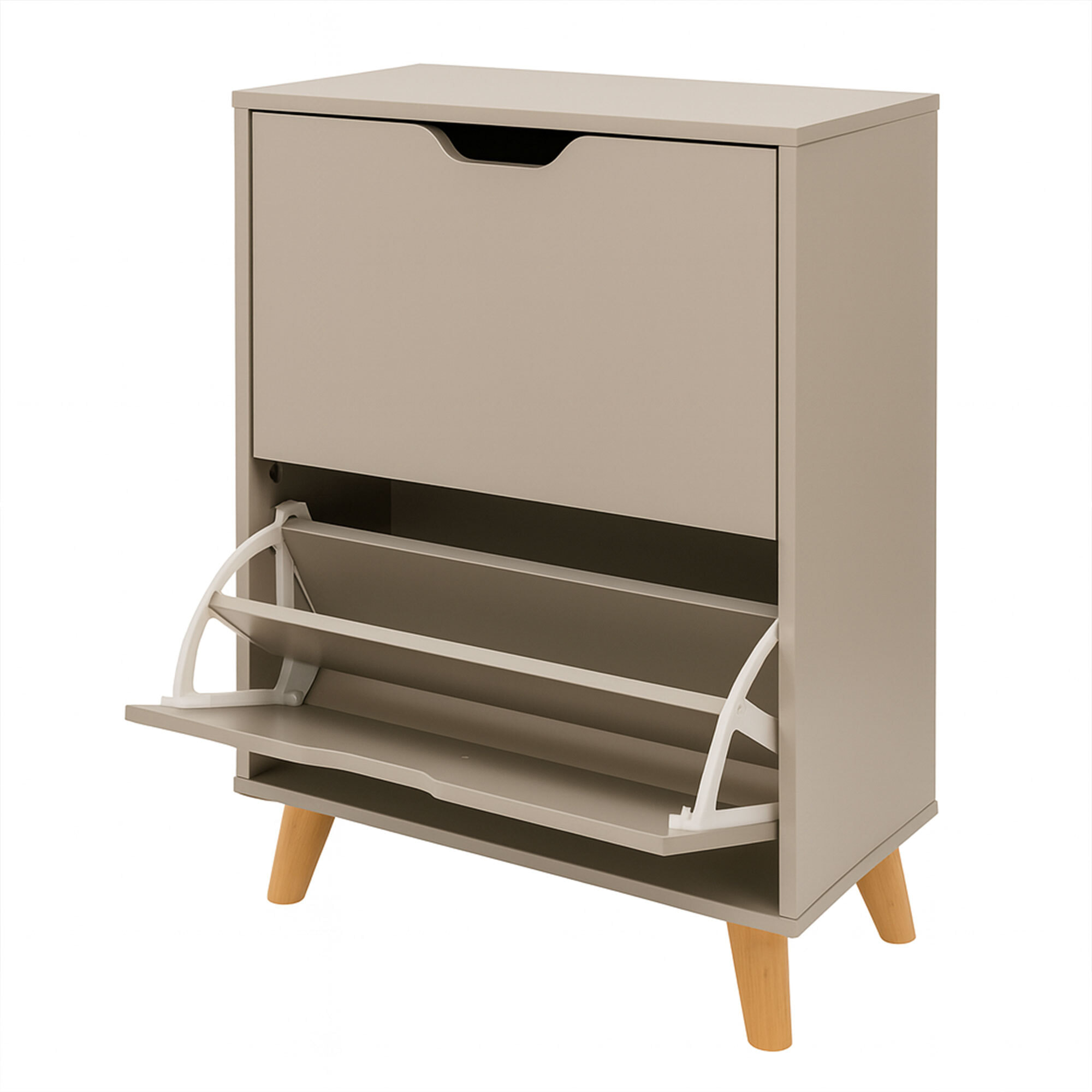 Emma - Scarpiera Salvaspazio 2 Ante 55x82x25 cm 12 Paia in Legno Tortora