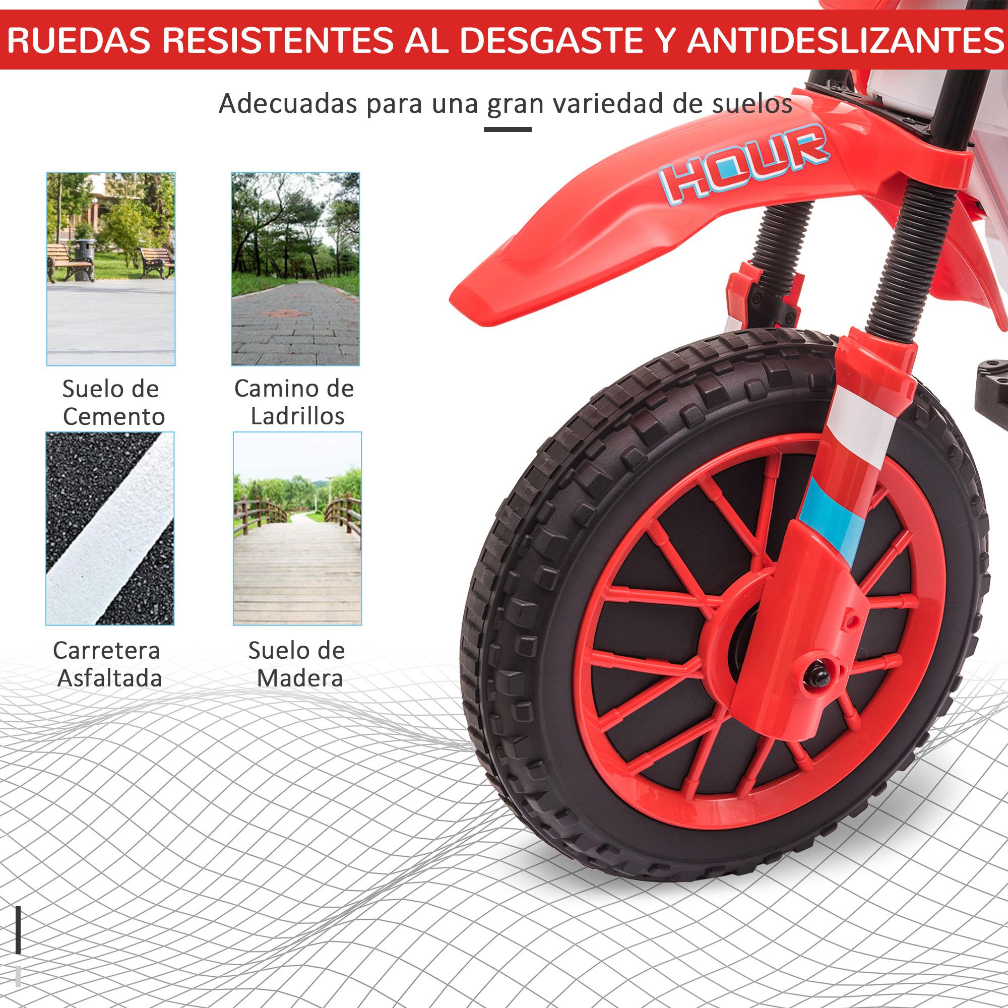 Moto Eléctrica para Niños +3 Años 12V Velocidad Máx 8 km/h 106,5x51,5x68cm Rojo