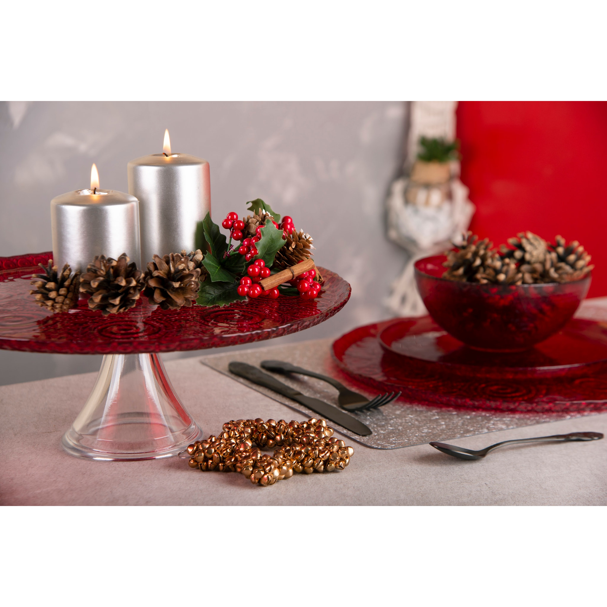 Alzata per torta Excelsa – Arabesque Red, Vetro Rosso