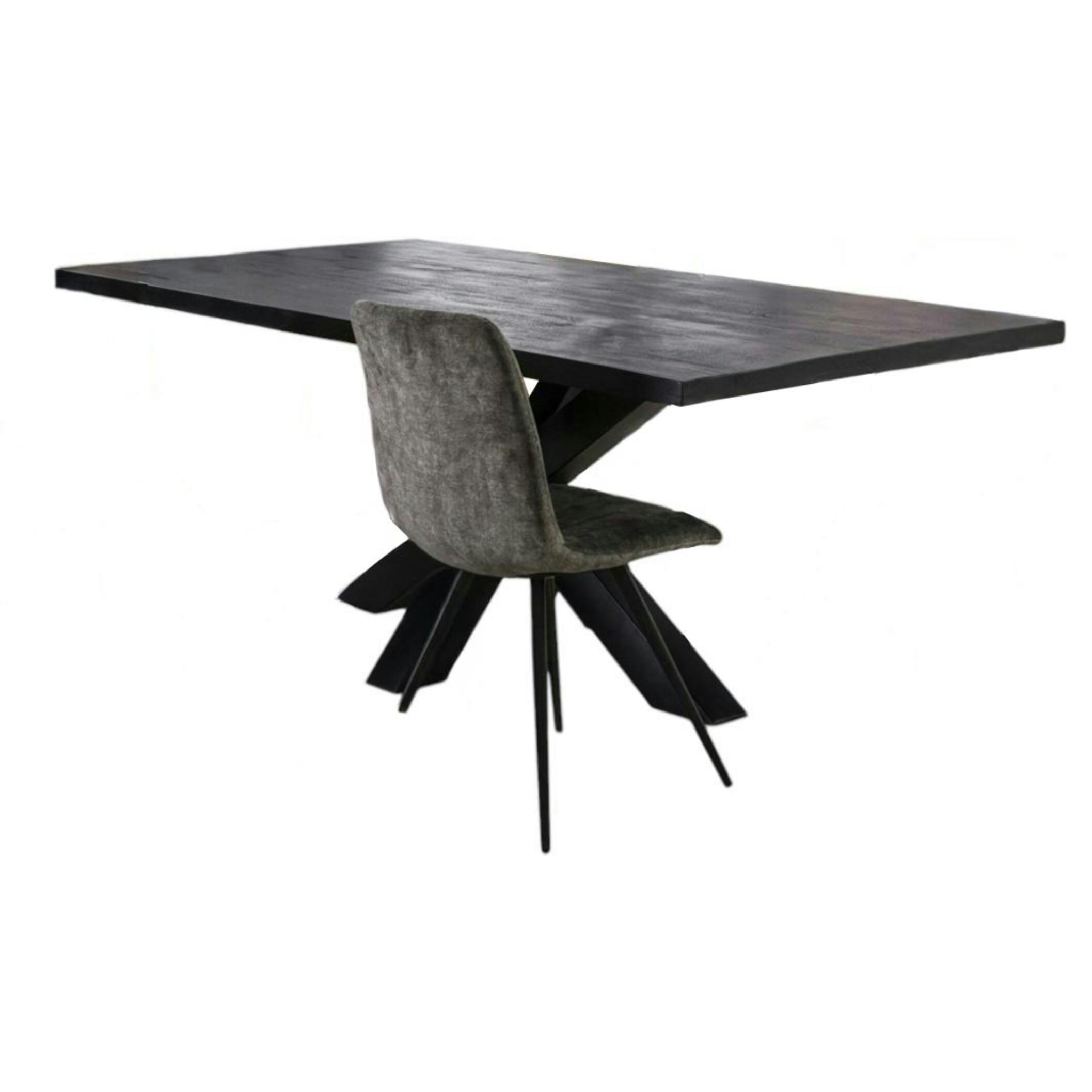 Table pied central bois de manguier noir 200 cm LUCKNOW