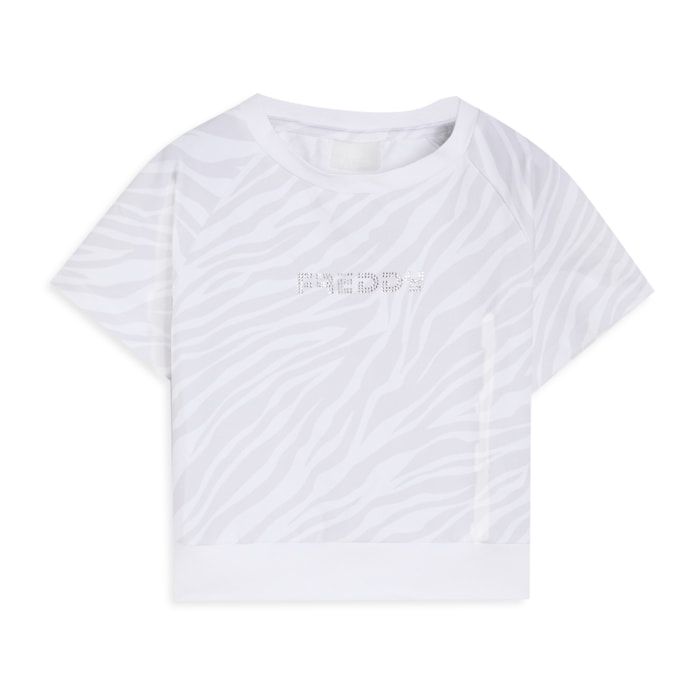 T-shirt Bambina Zebrata con Logo FREDDY in Strass
