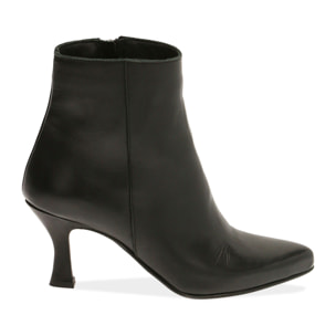Ankle boots neri in pelle, tacco 8 cm